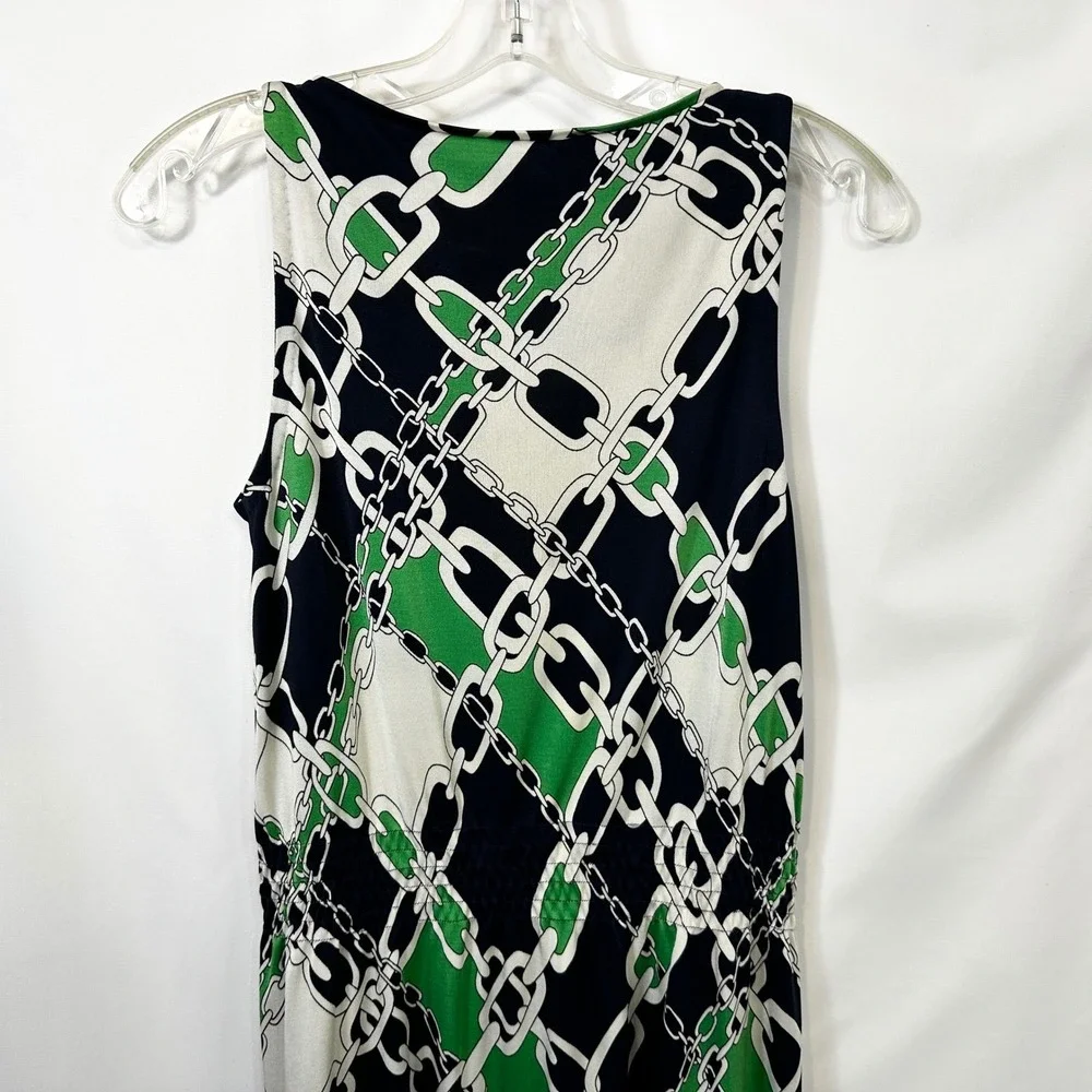 Tory Burch Small Dress Shift Chain Print Silk Sleeveless Beach Vacation 206